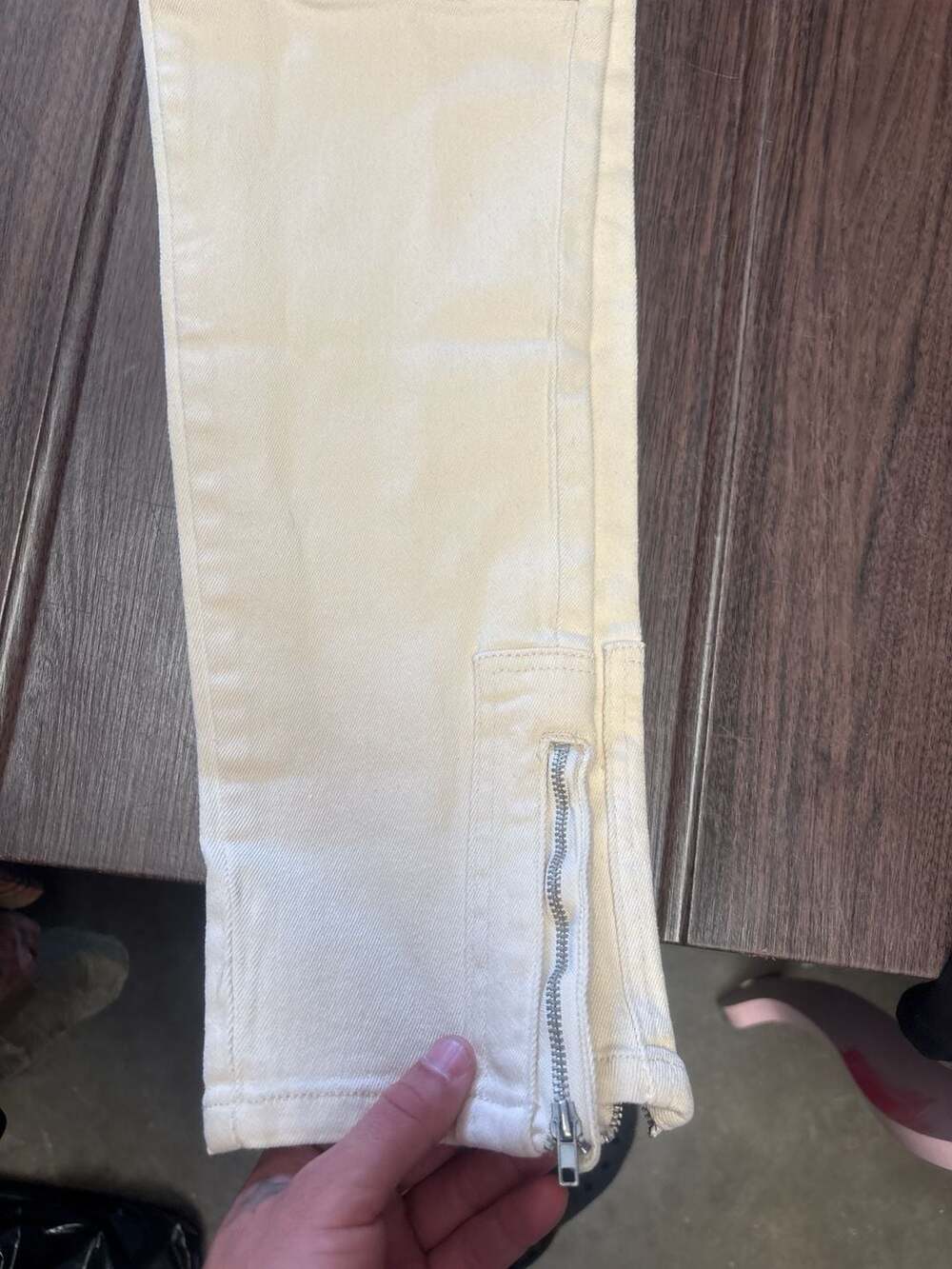 Fashion Nova Men Zip On The Side Panel Pants Cream Size 34